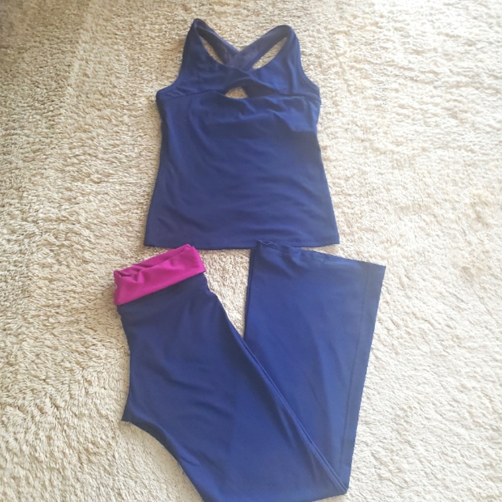 Navy Blue/purple 2 piece workout set